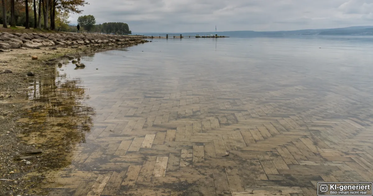 Niedrigwasser im Bodensee: Boden des Sees ist zu sehen Niedrigwasser im Bodensee: Boden des Sees ist zu sehen