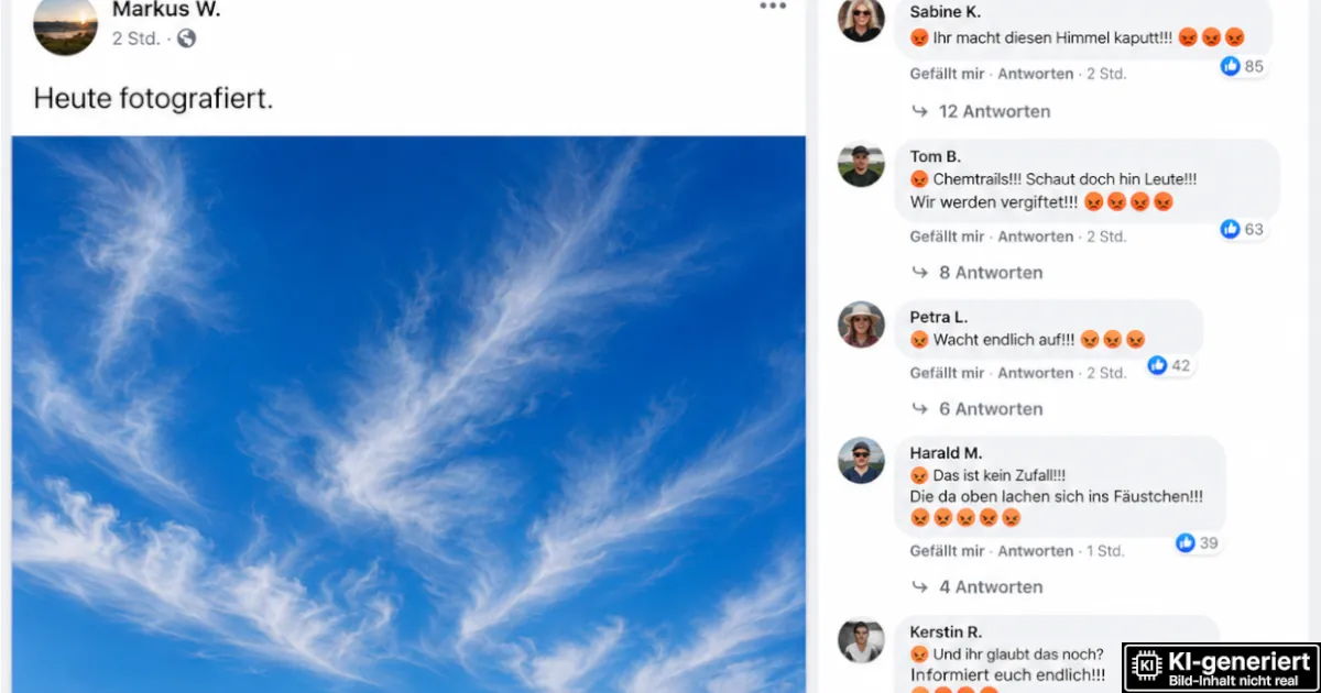 Weil sie sonst keiner sehen will: Leidenschaftlicher Wolkenfotograf postet seine Bilder jetzt in Chemtrail-Gruppen auf Facebook Weil sie sonst keiner sehen will: Leidenschaftlicher Wolkenfotograf postet seine Bilder jetzt in Chemtrail-Gruppen auf Facebook